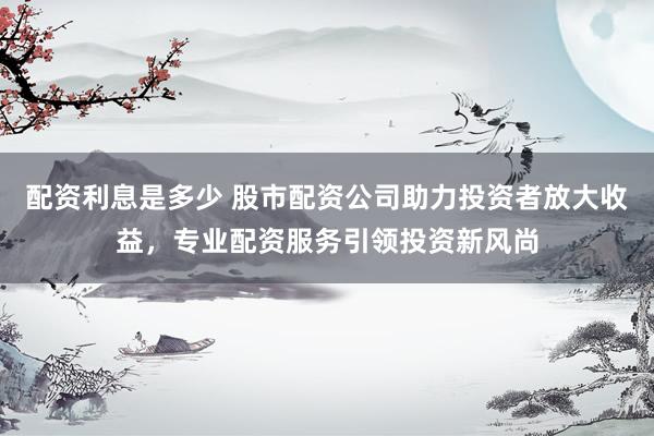 配资利息是多少 股市配资公司助力投资者放大收益，专业配资服务引领投资新风尚