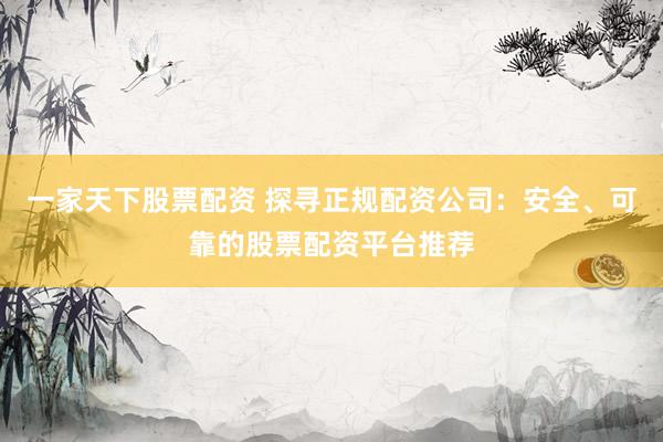 一家天下股票配资 探寻正规配资公司：安全、可靠的股票配资平台推荐