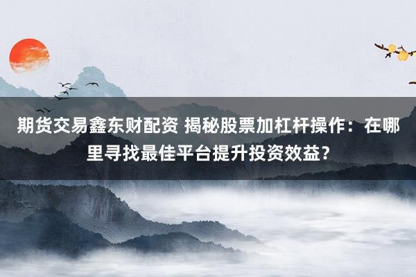 期货交易鑫东财配资 揭秘股票加杠杆操作：在哪里寻找最佳平台提升投资效益？